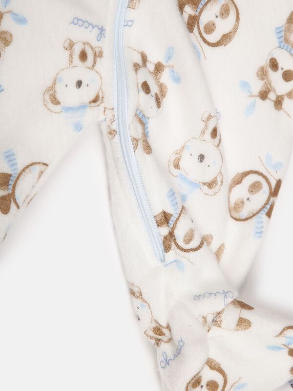 White-Blue Fleece Babysuit-Front Opening image number 2